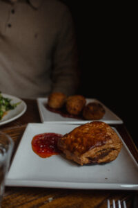 Sunday roast with Yorkshire pudding in England